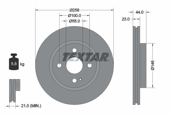 TEXTAR Тормозной диск 92166803