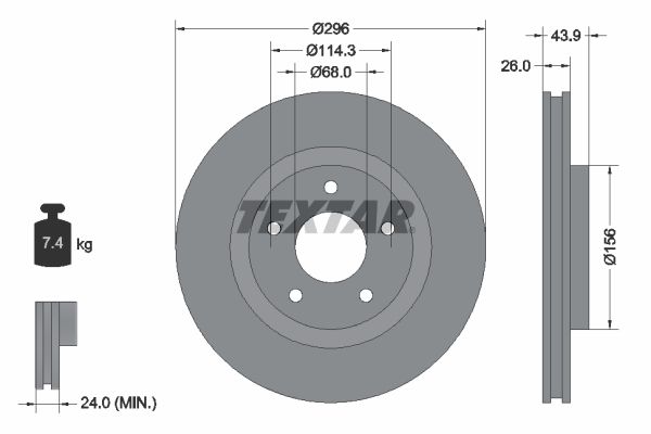 TEXTAR Тормозной диск 92167403