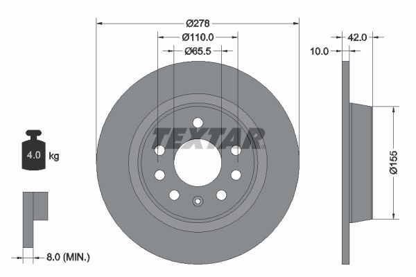 TEXTAR Тормозной диск 92167603