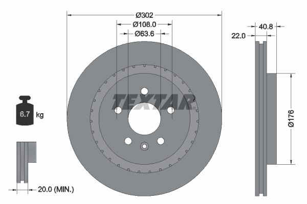 TEXTAR Тормозной диск 92168303