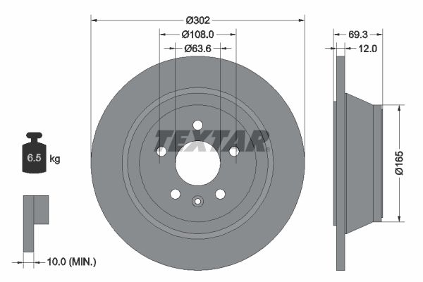 TEXTAR Тормозной диск 92168403