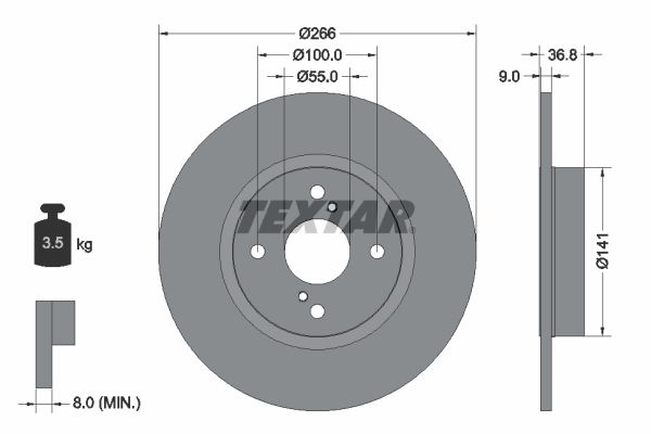 TEXTAR Тормозной диск 92169203