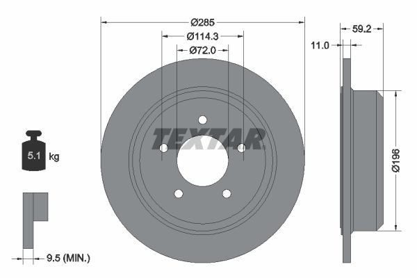 TEXTAR Тормозной диск 92169403