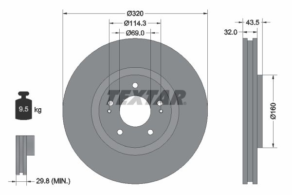 TEXTAR Тормозной диск 92169903