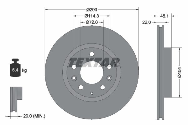 TEXTAR Тормозной диск 92175603