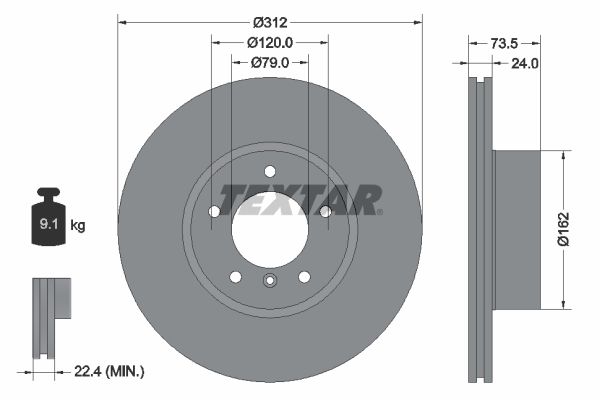 TEXTAR Тормозной диск 92176103