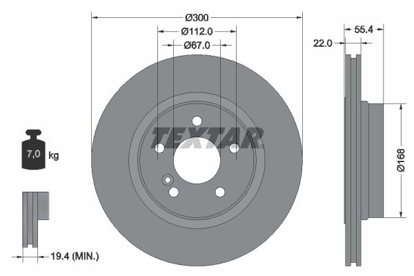 TEXTAR Тормозной диск 92176203