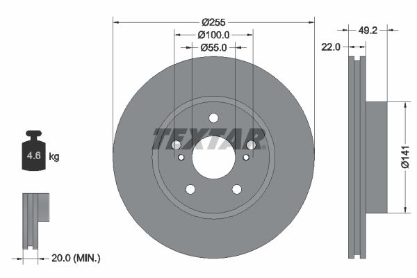 TEXTAR Тормозной диск 92179503