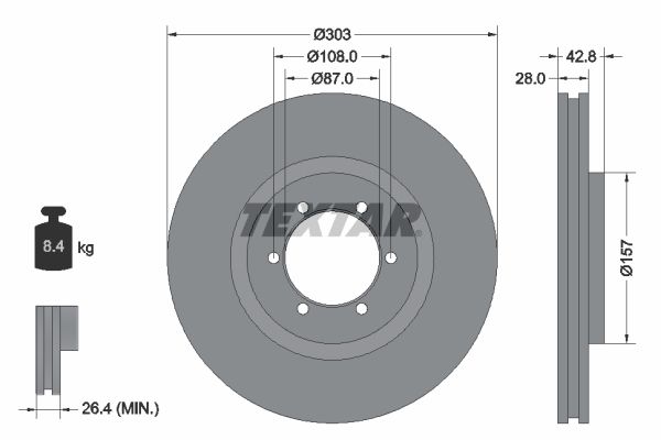 TEXTAR Bremžu diski 92180003