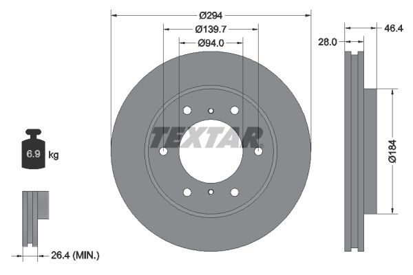 TEXTAR Тормозной диск 92180203