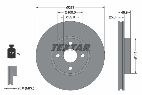 TEXTAR Тормозной диск 92180303