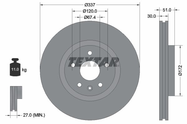 TEXTAR Тормозной диск 92187103
