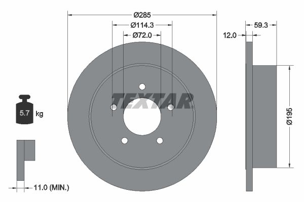 TEXTAR Тормозной диск 92194003