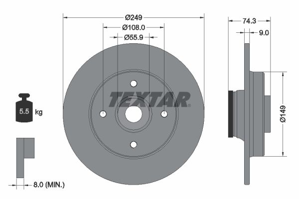TEXTAR Bremžu diski 92194103