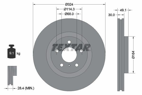 TEXTAR Тормозной диск 92194203