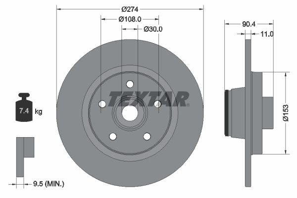 TEXTAR Тормозной диск 92196203