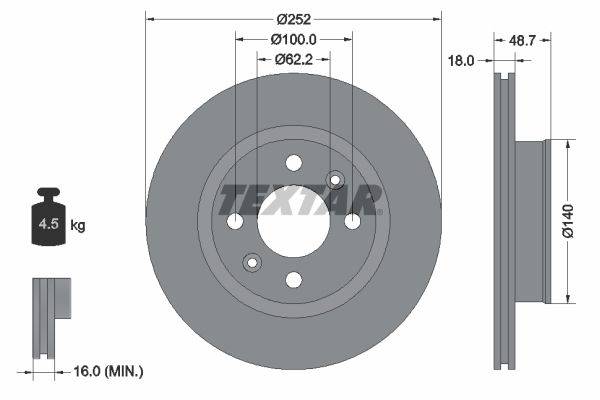TEXTAR Тормозной диск 92196500