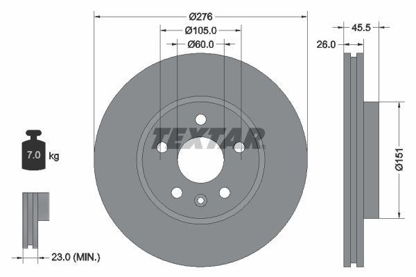TEXTAR Тормозной диск 92198903