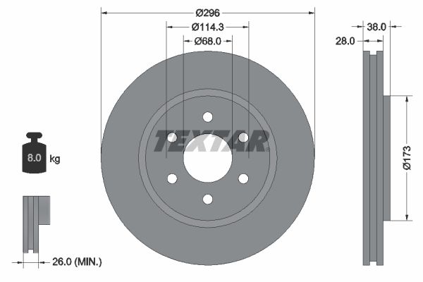 TEXTAR Тормозной диск 92199603