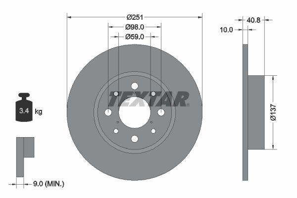 TEXTAR Bremžu diski 92202303