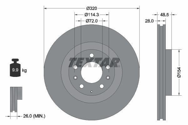 TEXTAR Тормозной диск 92203403