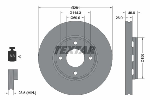 TEXTAR Тормозной диск 92204400