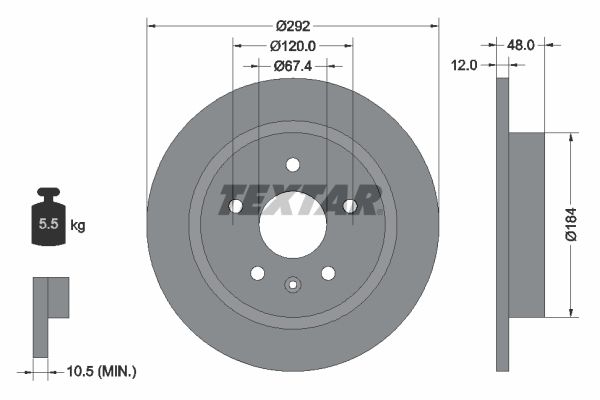TEXTAR Тормозной диск 92222903