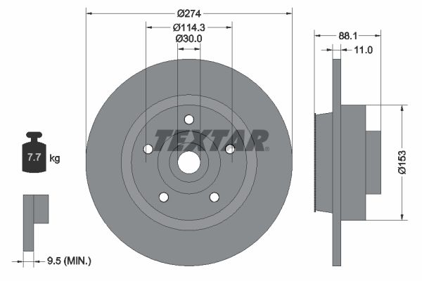 TEXTAR Тормозной диск 92232603