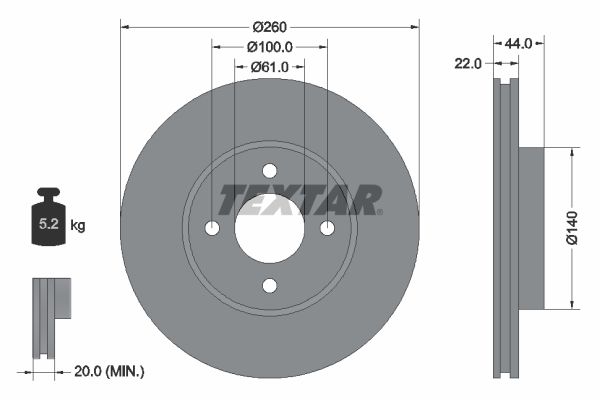 TEXTAR Тормозной диск 92239903