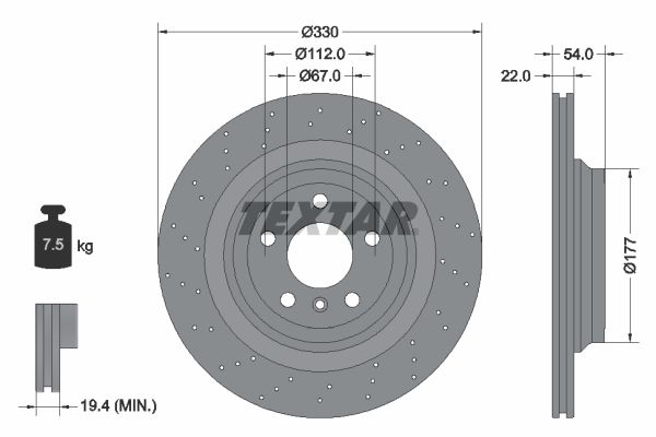 TEXTAR Bremžu diski 92254505