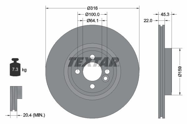 TEXTAR Тормозной диск 92255003