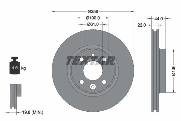 TEXTAR Тормозной диск 92255203