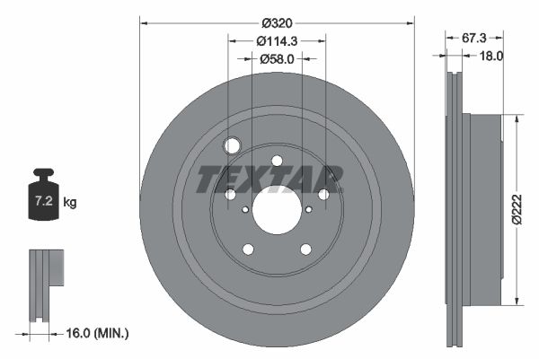 TEXTAR Тормозной диск 92255903