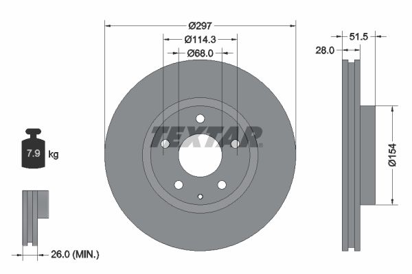 TEXTAR Тормозной диск 92257403