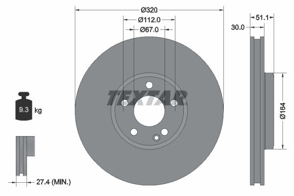 TEXTAR Bremžu diski 92258003
