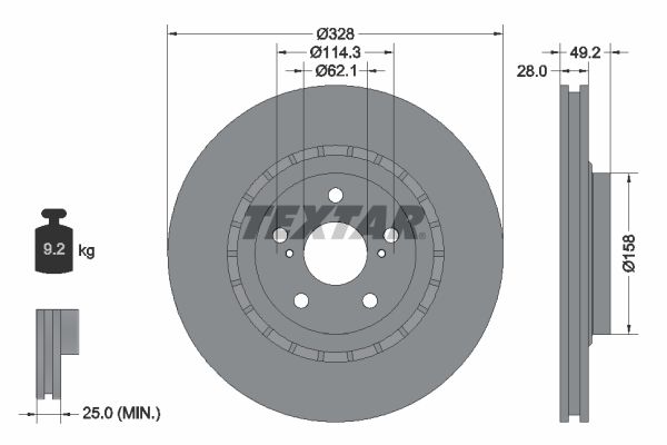 TEXTAR Тормозной диск 92259403