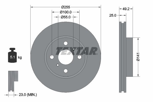 TEXTAR Тормозной диск 92261200