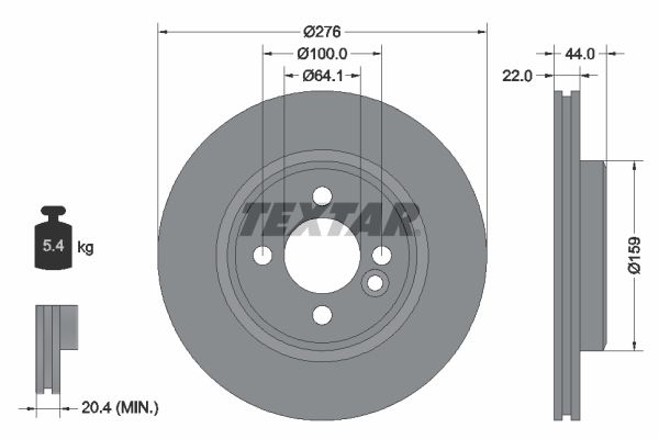 TEXTAR Тормозной диск 92262403