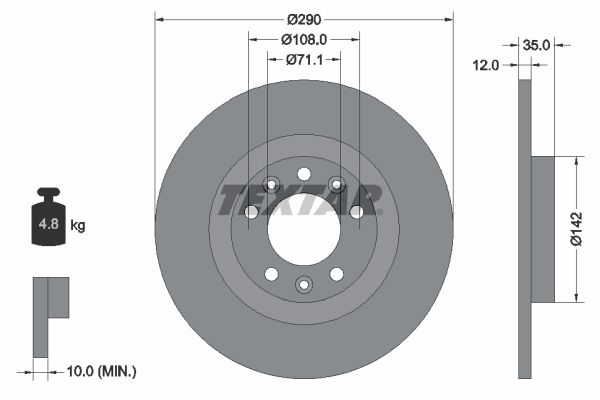 TEXTAR Тормозной диск 92267303