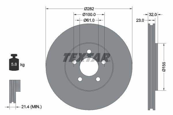 TEXTAR Тормозной диск 92269303