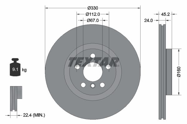 TEXTAR Тормозной диск 92274403
