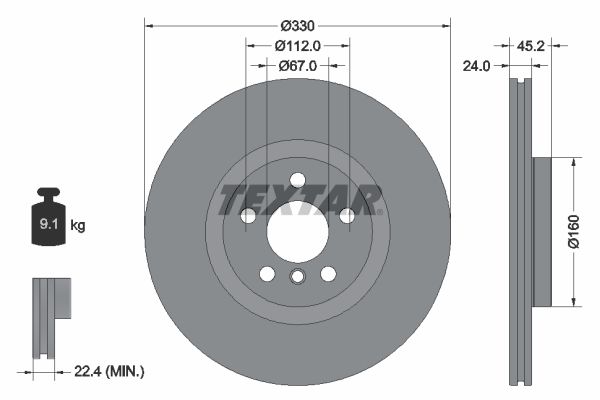 TEXTAR Bremžu diski 92274403