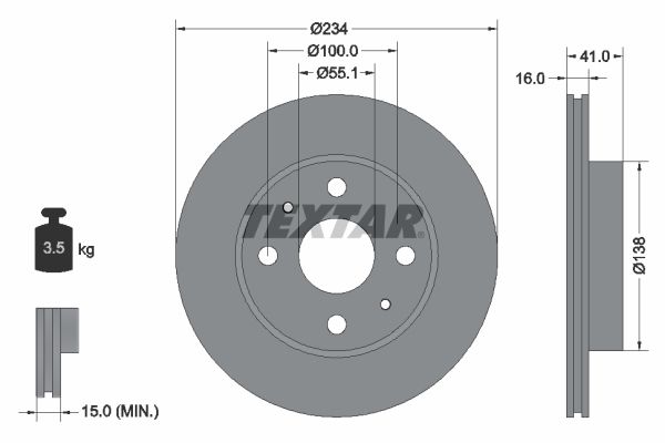 TEXTAR Тормозной диск 92285603