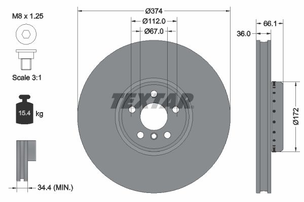 TEXTAR Тормозной диск 92290325