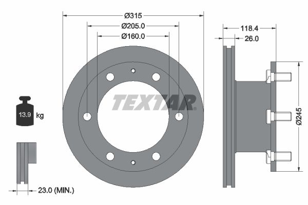 TEXTAR Тормозной диск 93084600
