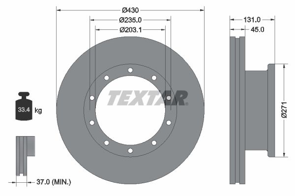 TEXTAR Тормозной диск 93086800