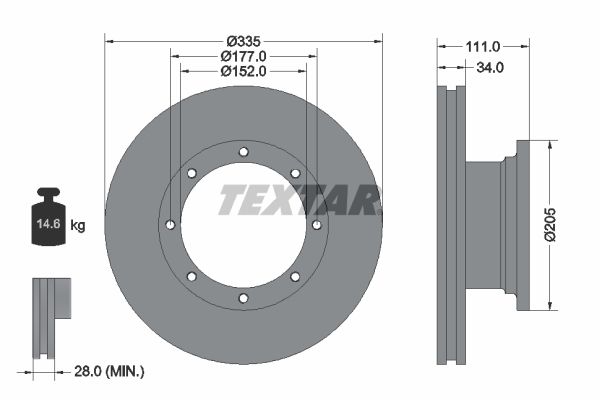 TEXTAR Тормозной диск 93102400
