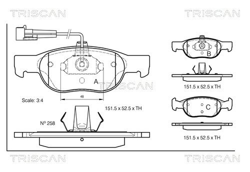 TRISCAN Комплект тормозных колодок, дисковый тормоз 8110 15006