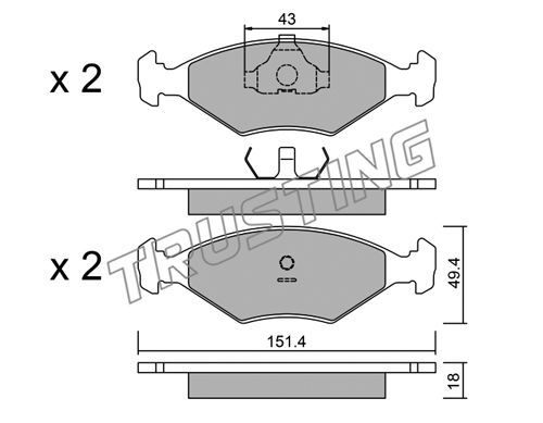 TRUSTING Комплект тормозных колодок, дисковый тормоз 059.3