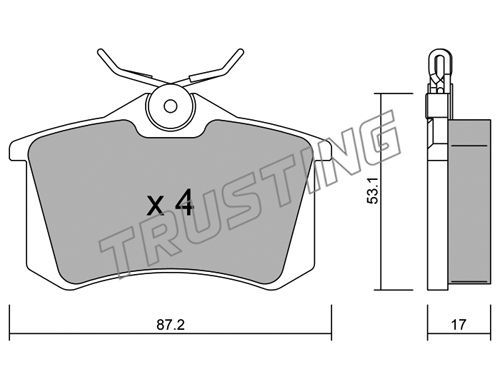 TRUSTING Комплект тормозных колодок, дисковый тормоз 102.1
